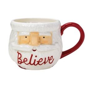 Hallmark believe Santa clause large glass cup mug